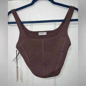 Babaton Sculpt Knit Bustier Tank in Deep Taupe Size Medium